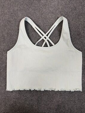 Women’s Ribbed Crisscross Back Crop Top - Light Mint (T3)